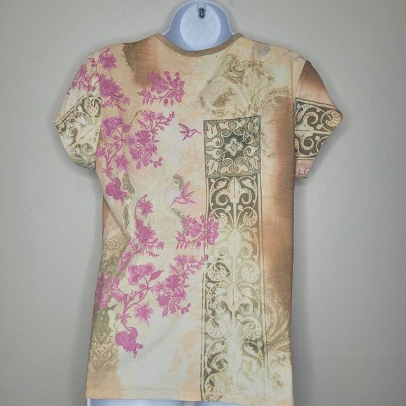 Vintage y2k fairy romantic cap sleeve pink green yellow top size xl - Picture 2 of 7